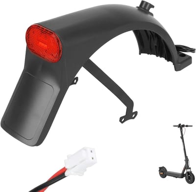Achterspatbord met Achterlicht voor Elektrische Scooter, Inclusief Steun en Lege Kentekenplaat, Veiligheidsverlichting en Duurzaam Plastic Design