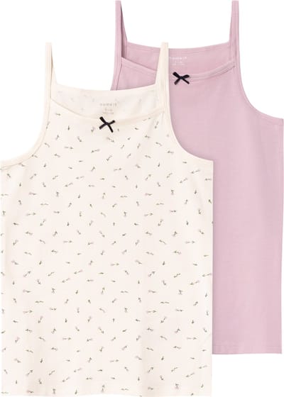 name it NKFSTRAP TOP 2P BUTTERCREAM FLORAL NOOS Meisjes Onderhemd - Buttercream - Maat 158/164