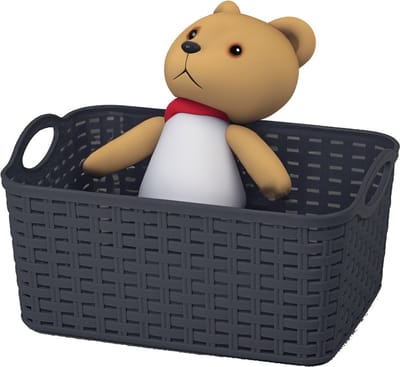 Plasticforte opbergmandje/kastmandje - 12 liter - zwart - kunststof - 33 x 24 x 21 cm - nestbaar