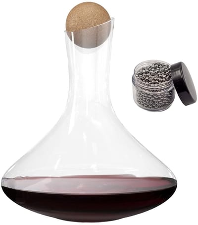 Dailygoods- Wijnkaraf 1,8 liter - Decanteer karaf - Loodvrij kristallen glas - Mondgeblazen - Schoonmaakparels - Elegante vorm - Decanter
