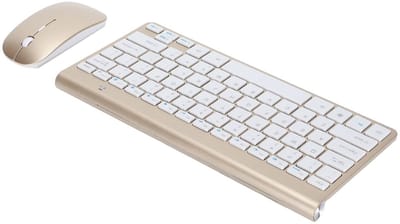 OmGoods - Dailygoody - Draadloze Toetsenbordmuiscombinatie - Ergonomisch ontwerp - Ultradun - Goud - 2,4 GHz toetsenbord en muis - Geschikt voor laptop en