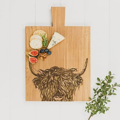 Serveerplank Schotse Hooglander Medium - 35x25 - Schots Eikenhout - Scottish Made