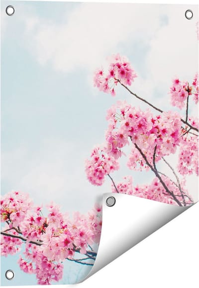 Gards Tuinposter Roze Bloesemboom - Bloemen - 40x50 cm - Tuindoek - Tuindecoratie - Wanddecoratie buiten - Tuinschilderij