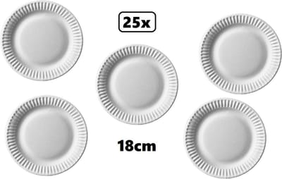 25x Bordje 18cm karton wit - Dessertbord - Sup free amuse tapas snack taart festival thema feest verjaardag wegwerp