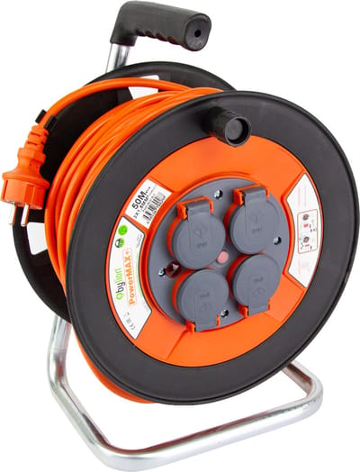 Kabelbox- verlengsnoer-kabelhaspel - kabel verleng haspel met 4 geaarde stopcontacten -50 meter