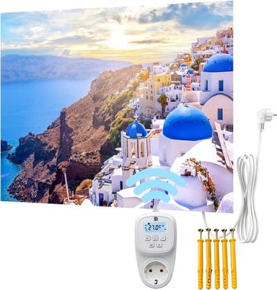 Verwarmingspaneel - Infrarood Paneel - Ruimte Verwarming - UV Print Decoratie - 80x60 cm - Santorini