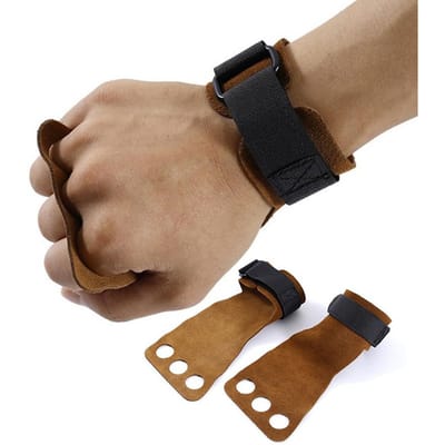 2 Pièces Poignées de Main en Cuir pour Gymnastique Poignées Antidérapantes pour Musculation Gants Protecteurs de Paume pour Entraînement sur Barre de Tractions marron