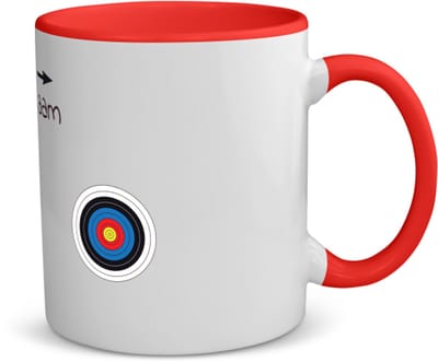 Akyol - boogschieten met naam koffiemok - theemok - rood - Sport - boogschieters - cadeau - verjaardag - geschenk - gepersonaliseerde jongens en meisjes - 350 ML inhoud