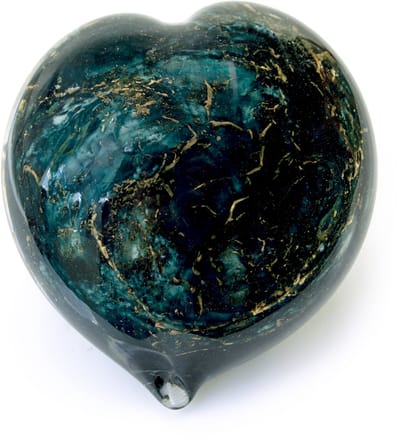 Loranto - Urn - Mini urn Hart - Groen/Bladgoud - Kleine glas urnen