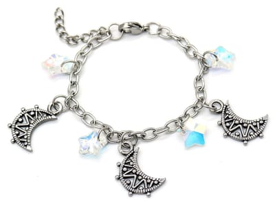 Armband voor Kinderen - Maan en Sterren - RVS - Lengte Verstelbaar 14-17 cm - Zilverkleurig