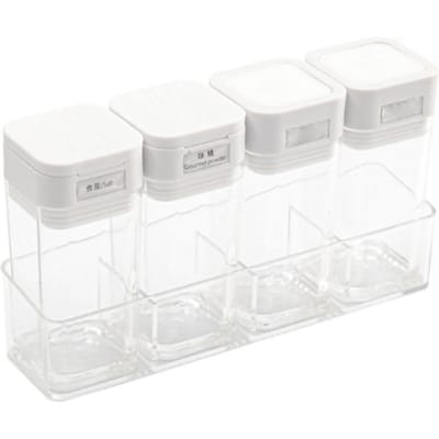 Kruidencontainer Compact Draagbaar Transparant Specerijenflesje voor Keuken Thuis 4 Kruiden white