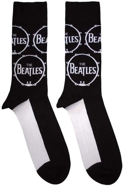 The Beatles - Drum Logo Repeat Enkelsokken - Zwart