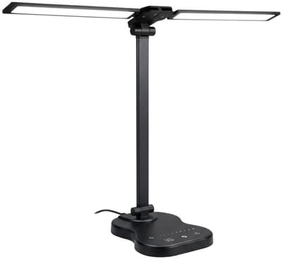 DnA® Bureaulamp LED - Burolamp - Bureaulamp Met Klem - Bureaulamp Kind - Bureaulamp LED Dimbaar - Zwart - 38cm x 4cm x 12cm