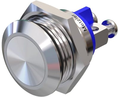 Drukknop Plat - Schroefcontacten Schakelaar - Industriële Besturing - Roestvrij Staal V2A - 16 mm Diameter - Metaal