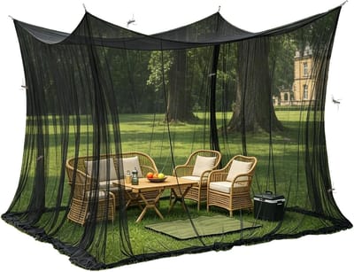 XXL Mosquito Net voor Buitengebruik - 300 x 500 x 250 cm - Vierkante Insectenbescherming voor Tweepersoonsbed - 220 Mesh Muggennet voor Terras Balkon of Tent - Lichtgewicht en Eenvoudig op te zetten