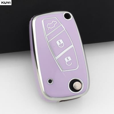 Coque Housse de Clé de Voiture en TPU pour Fiat 500 Panda Stilo Ducato Punto Doblo Bravo Porte-Clés Porte-Clés Protégé 3 Boutons Accessoires