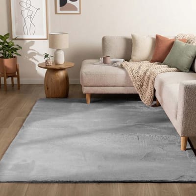 Flycarpets Amalfi vloerkleed Grijs - Laagpolig wasbaar Fluffy en Zacht - 80x150 cm