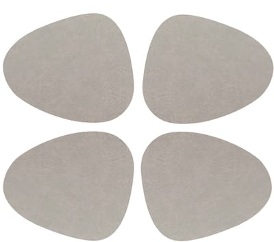 Unique Living placemats Floris lederlook - 4x - 39 x 30 cm - lichtgrijs - PU leather - tafel onderleggers