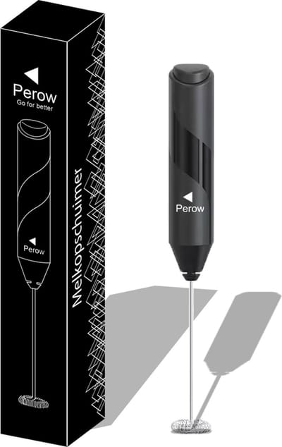 Perow Elektrische Melkopschuimer - Handmatige Melkschuimer - Melkopklopper - Zwart - Inclusief Batterijen