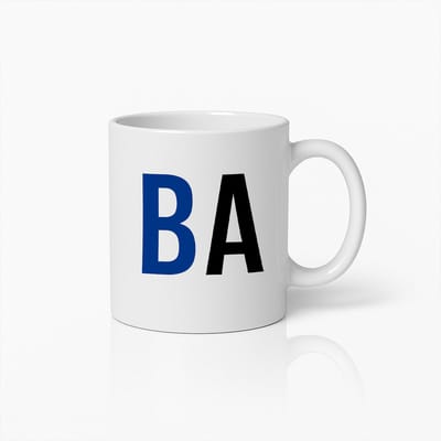 BA Mok 330ml – Minimalistische Koffiekop met Dikke Letters – Leuk Cadeau voor Business Analysts, Studenten & Kantoormedewerkers