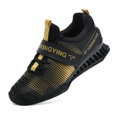 Bovista Powerlift Schoenen - Powerlifter - Weightlifting - Squat - Gewichthef - Gym Schoenen - Sneaker - Zwart/Goud - Maat 40