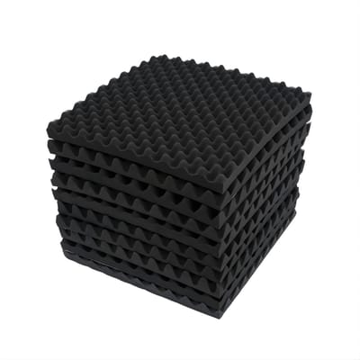 Set van 10 Akoestische Panelen 50 x 50 x 5 cm – Polyurethaan Geluidsisolatie Tegels – Zelfklevende Geluidsdemping voor Studio, Piano- en Drumruimte – Zwart