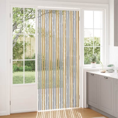vidaXL - Insecten - Gordijn - Chenille - Grijs - en - Beige - 100 - x - 230 - cm - 100% - PP