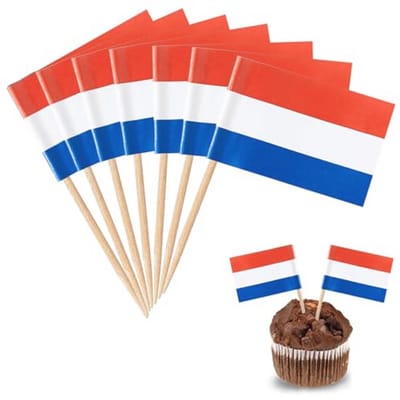 Mini Nederlandse Vlaggen Tandenstokers - 100 Stuks Voor Feestdecoraties