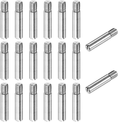 METERXITY 20-pack M10 x 50 mm cilindrische stekker met sleuf, 304 roestvrij stalen parallelle stekker met buitendraad voor metalen apparaten/projecten [kleur zilver]