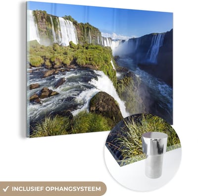 ® Glasschilderij 180x120 cm - Schilderij acrylglas - De waterval van Iguaçu in Brazilië - Foto op glas - Muurdecoratie woonkamer - Wanddecoratie slaapkamer - Schilderijen