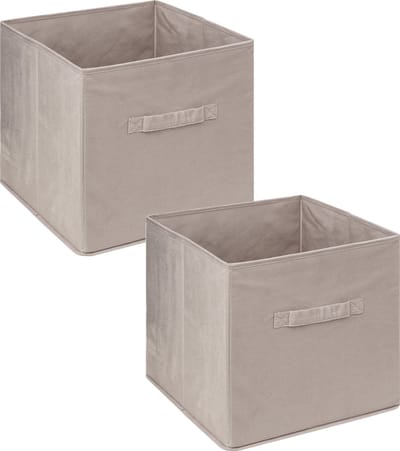 5Five Opbergmand/kastmandje - 2x stuks - Beige - 31 x 31 x 31 cm - 29 liter - Vakkenkast manden - Stof met versterkte bodem - Opvouwbaar