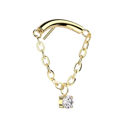 Piercing push in chain met steen hangertje 1.2x6 - goud - LMPiercings