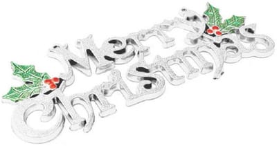 Dailygoods- Kerstdecoratie Glinsterend - Merry Christmas Bord - Hangende Decoratie - Krans Accessoire - Feestelijke Ornamenten - Formaat 19 x 7 cm - Kerstversiering