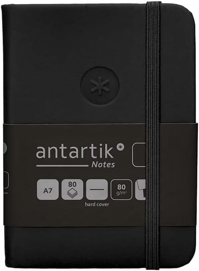 Antartik Notitieboek met elastiek, vaste omslag, A7, gladde vellen, zwart, 80 vellen, 80 g, FSC - ShopVlot