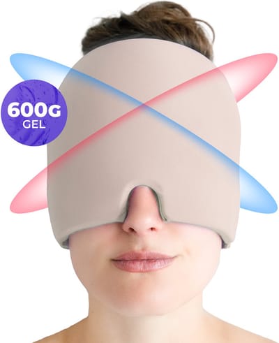 Ryce® Migraine Muts - Masker - Hoofd - Extra Dik 600G - Warmte & Koude Therapie - Hot Cold Pack - Pijn - Beige