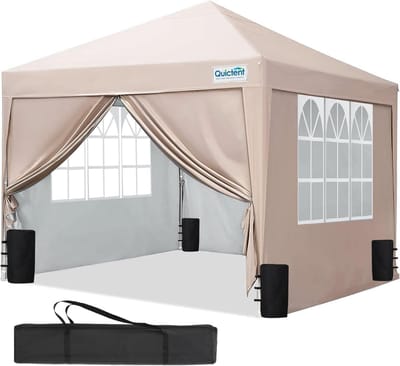 Vouwtent Tuin - Feesttent Partytent - Buiten Evenementen - Waterdicht Met Zijpanelen - 3x3 Meter - Beige