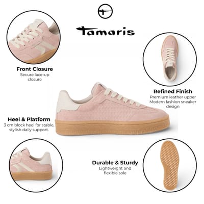 Tamaris leren damestrainers 1-23723-44 532 Lage damesschoen M2372344 Roze