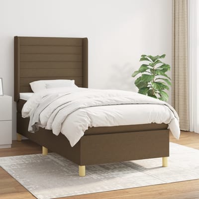 vidaXL - Boxspring - met - matras - stof - donkerbruin - 80x200 - cm