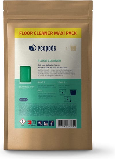 Ecopods Vloerreiniger 160 Stuks Maxi Pack - Wateroplosbare Vloerreinigingsmiddel Zonder Schadelijke Stoffen - Vegan Vloerreinigers Vloeistof met Fruit Geur - Vloer reiniger
