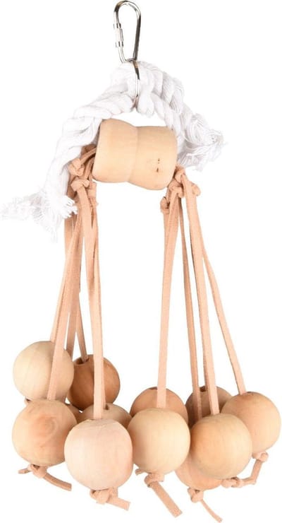 Flamingo Vogelspeelgoed Appi Ballen - Beige/Wit - 26 x 11 x 11 cm