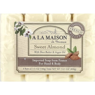 A La Maison de Provence, Hand & Body Bar Soap, Sweet Almond, 4 packs, 3.5 oz each