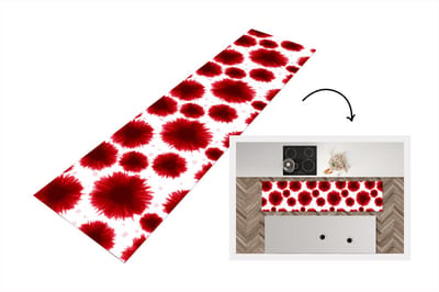 Keukenloper - Loper keuken - Aquarelverf - Rood - Bloemen - 200x50 cm - Keukenloper vinyl