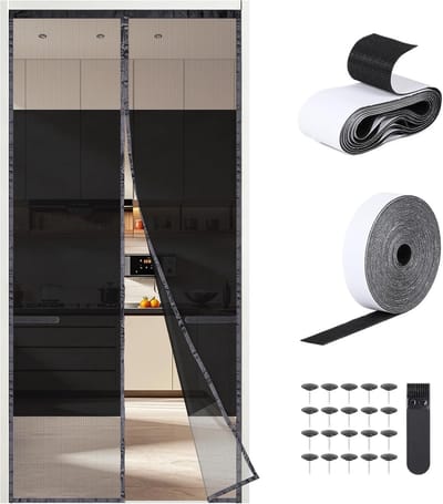 Magnetisch vliegengaas voor deuren 90 x 210 cm, anti-muggen bescherming, polyester muggennet voor privacy en ventilatie, geschikt voor 2 deuren