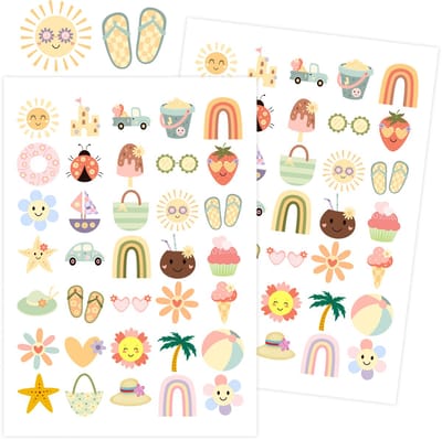 Vakantie Stickers – Zomer Thema – 2 Stickervellen - 70 Stickers