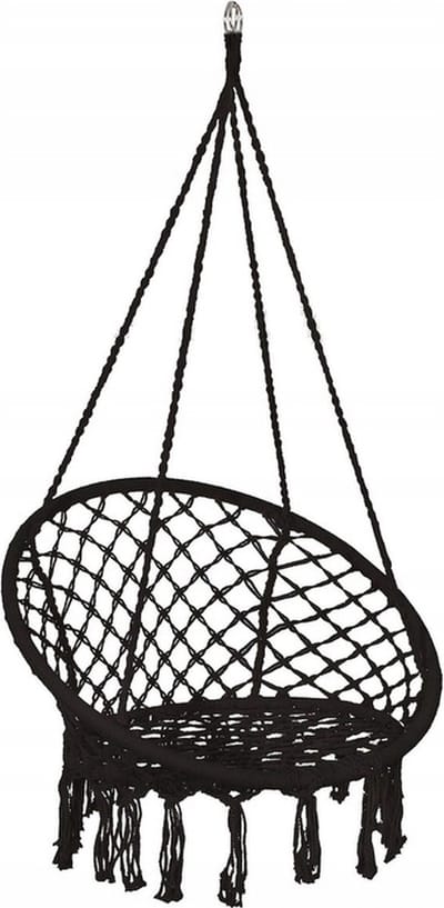 Springos Hangstoel | Binnen & Buiten | Belastbaar tot 150 kg | 120 x 79 cm | Zwart