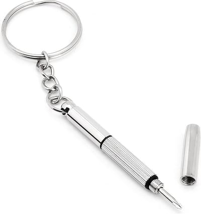 Knaak Bril Schroevendraaier 3-in-1 - Sleutelhanger - Platte & Kruiskopschroevendraaier - Zilver