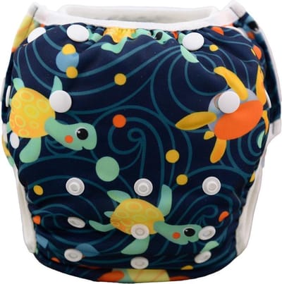Zwemluier Happy Turtles | 0-3 jaar | one size - in maat verstelbaar | wasbare zwemluier | herbruikbaar | Kidzstore.eu
