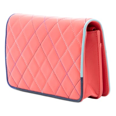 Tweedekans Cc Gequilted Lamsleer Multicolor Rand Volle Flap Portemonnee Op Ketting