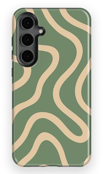 DripCase Curvy Lines Hoesje Samsung Galaxy S24 Plus | Backcover met Mag | Design Tough Case Samsung Galaxy S24 Plus Olive Drift