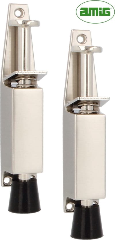 AMIG Deurvastzetter Deurstopper binnen - Voetbediend - 2 Stuks – Slag 28mm – Satijn Nikkel